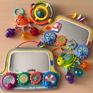 Infantino baby toys, turtle, fish, busy board mirror and sensory toy, boat, bus